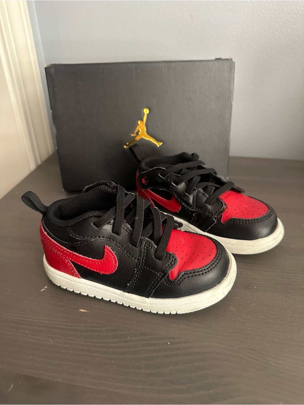 Nike Kids' Black & Red Low-Top Jordans- Easy On Velcro